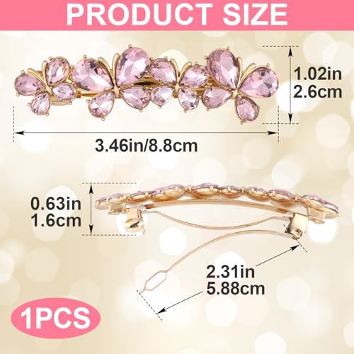 Joez Wonderful Rhinestone Hair Clips, Bridal Hair Accessories for Women, Sparkly Crystal Hair Pins, Fancy Hair Barrettes for Wedding, Bride, Long Hair (Pink Butterfly, 1 Pcs) - color: Butterfly Pink