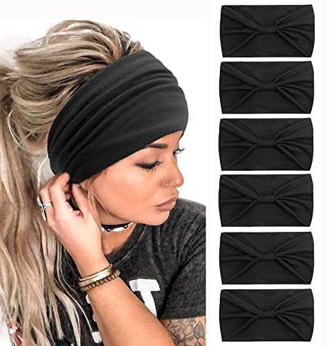 Tobeffect Headbands for Women African Wide Knotted Hairbands Head Bands Hair Wraps Turbans (Black) - color: Headbands Black
