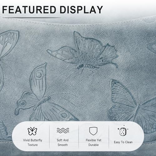 KITEVIUN Crossbody Bags for Women Trendy, Vegan Leather Medium Butterfly Hobo Purse, Women's Shoulder Handbags - color: 03-blue