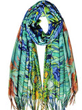 VENVSBEE Reversible Scarf Soft Large Shawl Wrap Blanket Double Sided Art Print Warm Pashmina Stoles Klimt Van Gogh Gifts - color: Art 07