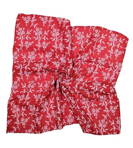 Shanlin Unisex Cotton Square Bandanas Scarves 24x24 - color: Floral-darkred