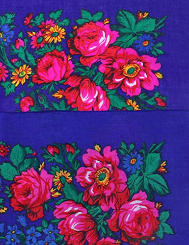 MJ SERECA Acrylic Bandana Printed Hair Scarf Square Ukrainian Head Scarf Floral Babushka Neck Scarf for Women 30"/42"/60" - color: 3 Pack-c 30"