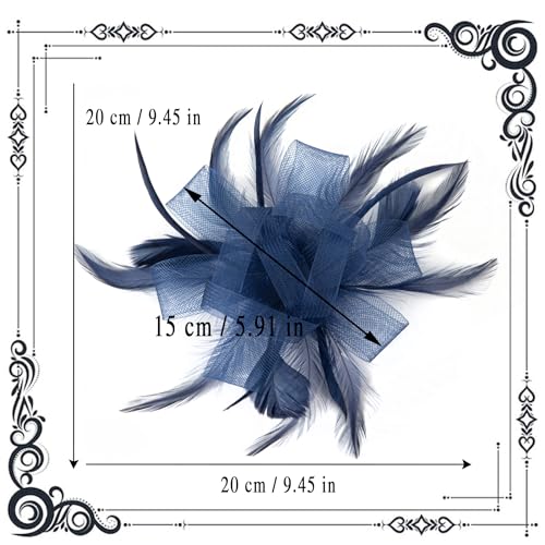 dressfan Womens Fascinator Hat Headpiece 20s Vintage Wedding Hair Accessories for Derby/Wedding/Cocktail/Tea Party - color: Navy Blue