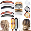 18 Pieces Banana Hair Clips Classic French Hair Comb Set Fishtail Plastic Twist Hair Clip Ponytail Accessories for Women Girls, 6 Styles（style1） - color: black,white, brown（style1）