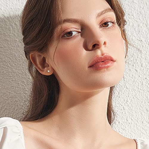3 Pairs 925 Sterling Silver Star Stud Earrings for Women,Tiny Simple Geometric Stud Earrings Set Small Hypoallergenic Cartilage Tragus Ear Jewellery for Men (3/4/5mm) - color: 05 Silver-3 Pairs-4mm
