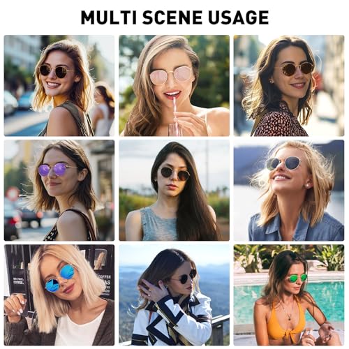 MEETSUN Round Polarized Sunglasses for Women Men Classic Retro Metal Frame Sun Glasses UV Protection - color: Leopard/Brown