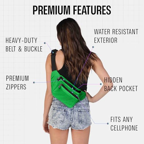 Green Fanny Pack Belt Bag I Mens Fanny Packs for Women Fashionable - Crossbody Bag Bum bag Waist Bag Waist Pack - Hands Free for Hiking, Running, Travel, Waterproof and more - color: Green