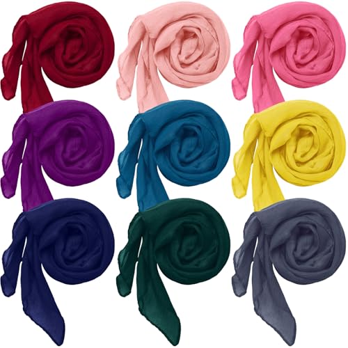 Patelai 9 Pieces Women's Cotton Scarves Lady Light Soft Fashion Solid Scarf Wrap Shawl, Candy Color - color: Classic