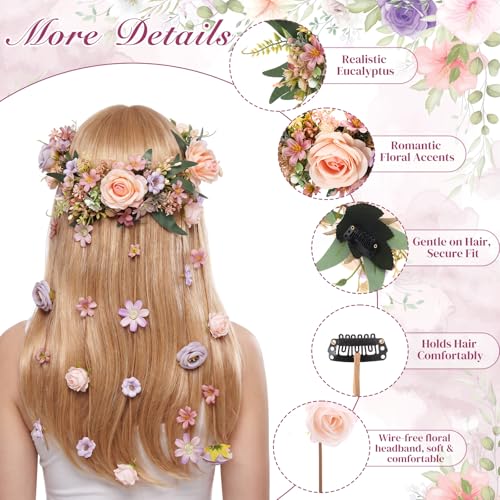 Elegance Bridal Hair Vine Artificial Flower Bridal Headpiece Wedding Hair Accessories Long Vine Wedding Head Piece Accessories - style: Elegance