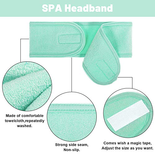 Whaline 4 PCS Spa Headband, Make up Hair Band, Stretch Terry Cloth Headband for Sport Yoga Shower (Mint Green) - color: Mint Green