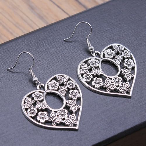 9 Pairs Silver Dangle Earrings for Women Set Retro Vintage Statement Bohemia Boho Drop Earrings Summer Jewelry for Women - style: C