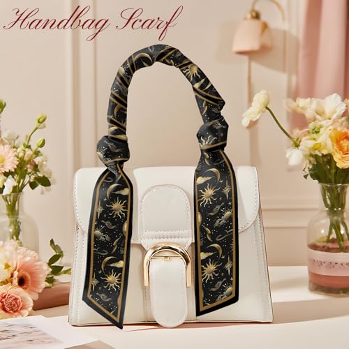 Head Hair Scarf Neck Silk Feeling Scarves Long Thin Satin Fashion Handbag Cute Decoration Women Girls 59 * 6.7'' - color: O-2-sun Moon