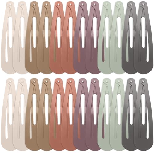 WILLBOND 30 Pieces 3.1 Inch Large Metal Snap Hair Clips Nonslip Barrettes Women Hair Accessories (Six Color) - color: Six Color, style: Minimalist