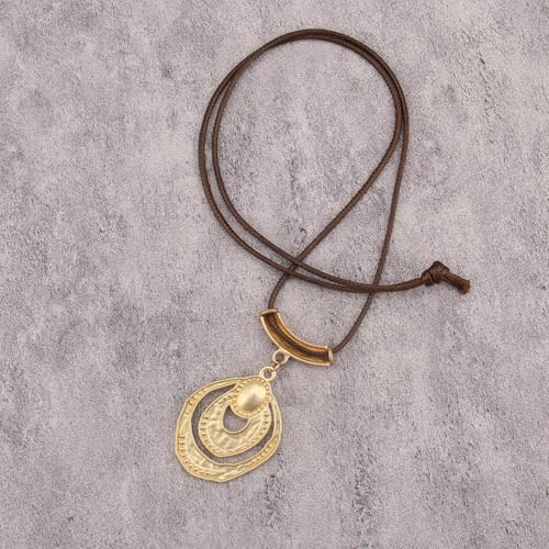 Leather Necklace for Women Vintage Boho Necklaces Black Cord Choker With Pendant Casual Chunky Leather Necklace Trendy - style: Funky Statement Necklace