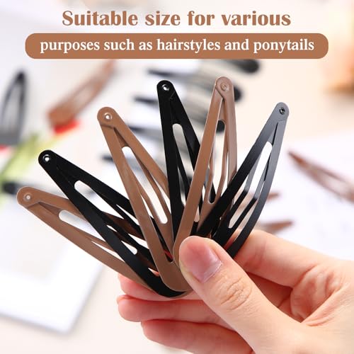 WILLBOND 30 Pieces 3.1 Inch Large Metal Snap Hair Clips Nonslip Barrettes Women Hair Accessories (Brown and Black) - color: Brown and Black, style: Minimalist