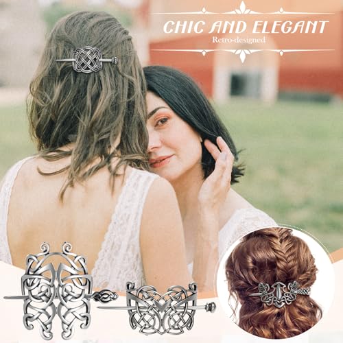 Syhood 16 Pcs Viking Celtic Hair Clips Vintage Knot Hair Stick Retro Silver Metal Celtic Barrette Hairpins Viking Jewelry Accessories for Women (Farmhouse) - style: Farmhouse