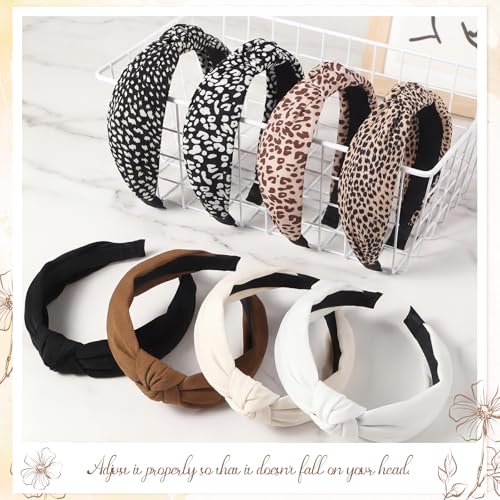 obeoby 8Pcs Fashion Leopard Headbands for Women, Knotted Headbands for Hold Hair Y2k Hair Accessories Set - color: Leopard series
