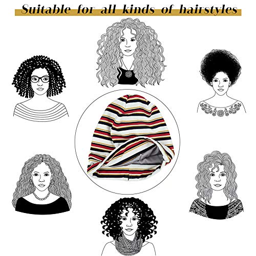 Adjustable Satin Lined Sleep Cap for Dreadlocks Curly Hair Large Head-Stay On Overnight - color: Light Heather Grey