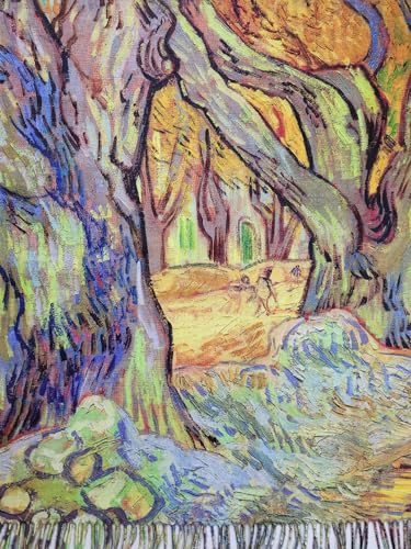 VENVSBEE Reversible Scarf Soft Large Shawl Wrap Blanket Double Sided Art Print Warm Pashmina Stoles Klimt Van Gogh Gifts - color: Art 32