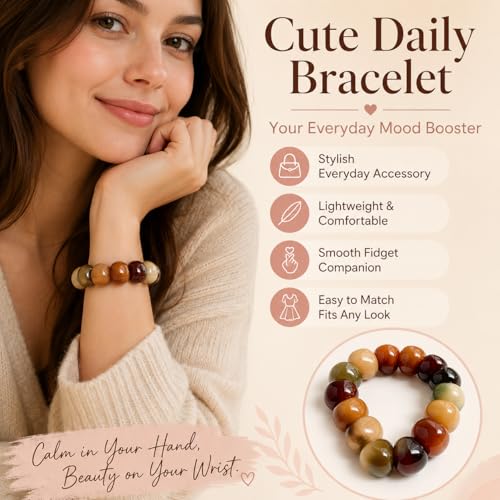 Fidget Bracelet Natural Bodhi Seeds Beaded Bracelets Zen Fidget Stretch Bracelets Alleviate Anxiety Stress Protection Healing Bodhi Jewelry Gifts for Women Men - color: C2:Fidget Bracelet