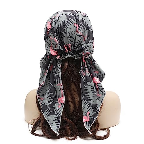 ZLYC Chemo Headwear Pre Tied Head Scarf Headwraps Lightweight Turban Beanie Cap for Women - color: Flamingo Black