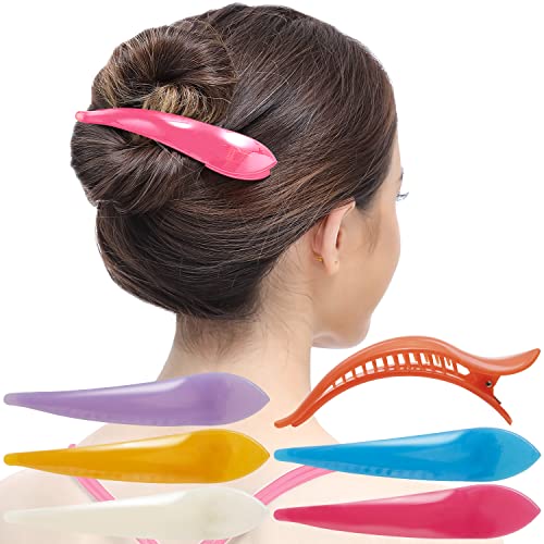RC ROCHE 6 Pcs Duck Bill Alligator Hair Clips for Women Sectioning Flat Claw Long Thick Hair Inner Teeth Curved Styling Jaw Strong Secure Grip Salon, Large Jelly Candy Multicolor - color: (Large) Jelly Candy