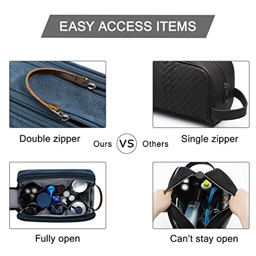 BAGSMART Toiletry Bag for Men, Canvas Travel Toiletry Organizer Dopp Kit Water-resistant Shaving Bag for Toiletries Accessories,Navy Blue-Large - color: Navy Blue, size: Large
