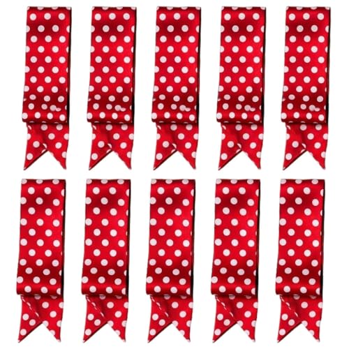 10 Pcs Long Thin Small Skinny Scarf Satin Neck Tie Ribbon Choker for Women Girls - color: Dot Red