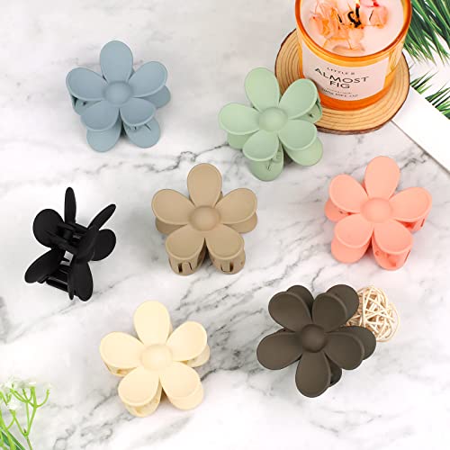 Flower Claw Clip 7 PCS Claw Clips, Hair Clips for Women Non Slip for Thick Hair Women Girls Gifts, 7 Colors - color: 7 Color