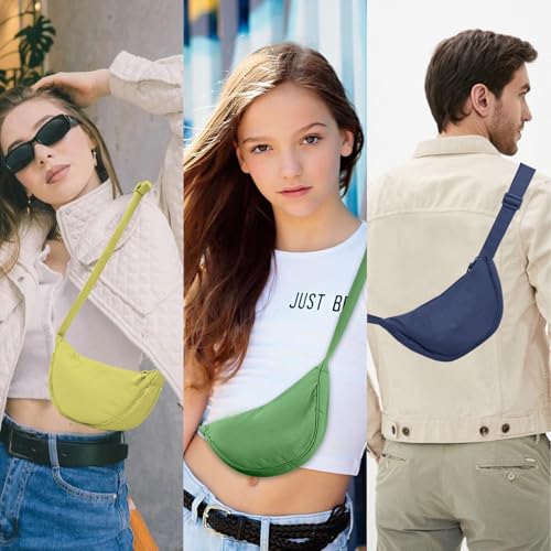Nylon Crescent Crossbody Bag for Women Purses Trendy Men,Small Travel Sling Bag Hobo - color: Butter Yellow, size: Small