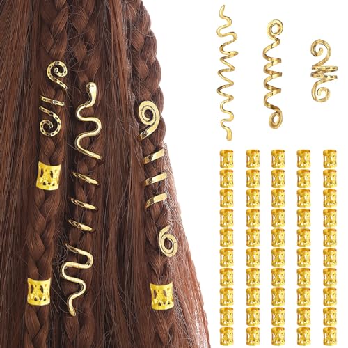 53 Pcs Gold Hair dreadlock hair beads hair jewelry for braids accessories for Women Men Hair Accessories Styling Tools US189