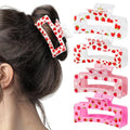 PANTIDE 4Pcs Strawberry Hair Claw Clips for Women Girls - Cute Fruit Rectangle Nonslip Clips Hair Accessories Aesthetic Barrettes for School Daily Party Favor Small Gifts Strong Hold