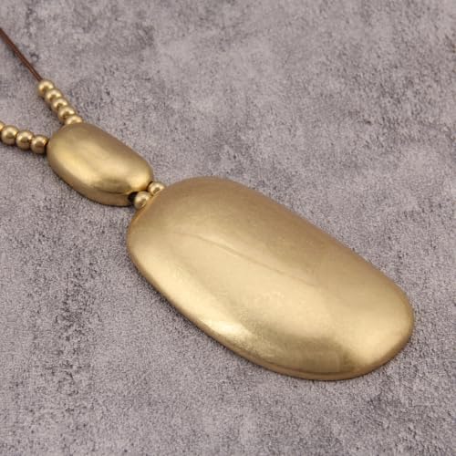GelConnie Long Necklaces for Women Boho Large Pendant Necklace Casual Bohemian Brown Leather Choker Sweater Circle Statement Stone Necklace - style: Boho Long Necklace