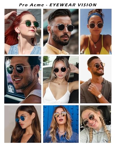 Pro Acme Polarized Round Sunglasses for Women Men Classic Retro Circle Metal Sun Glasses 50mm - color: A Gun Frame Black Lens