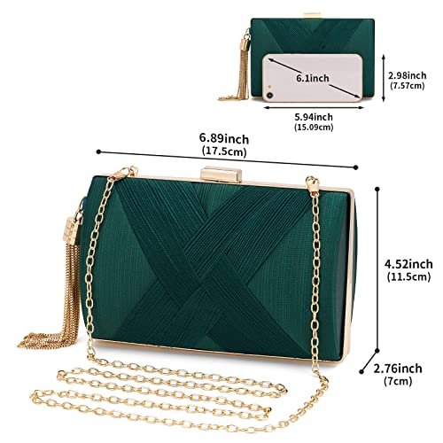 Women Clutch Bag Evening bag Fringed Evening Handbag,Lady Party Wedding Clutch Purse Chain Shoulder Cross Body Bag - color: Green