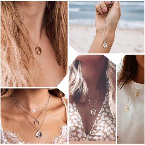 ChicSilver Coin Necklace Sterling Silver Vintage Round Circle Disc Dainty Coin Pendant Necklaces for Women - color: Style D - Gold