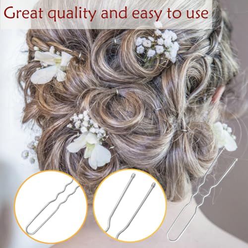 330 Count U Shaped Silver Hair Pins for Buns, YINGFENG 2.4inch Bun Pins Silver Hair Pins for Women with Storage Box for Updos French Twists - color: Silver(2.4Inch)
