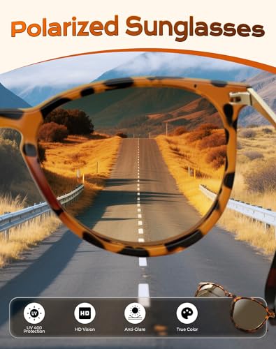 KALIYADI Sunglasses Womens Polarized Womens-Sunglasses: Trendy Sun Glasses with UV400 Retro Style for Party Beach Shopping - color: C5 Black/Gradient Grey + Black/Grey + Leopard/Gradient Brown