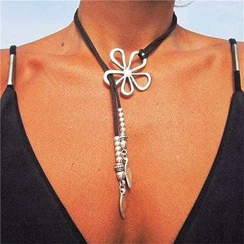 HUASAI Choker Necklace for Women Boho Necklaces Country Concert Outfits for Women Layered Western Choker Necklace Boho Cowgirl Jewelry Accessories Dress - color: J:Flower Boho Necklace