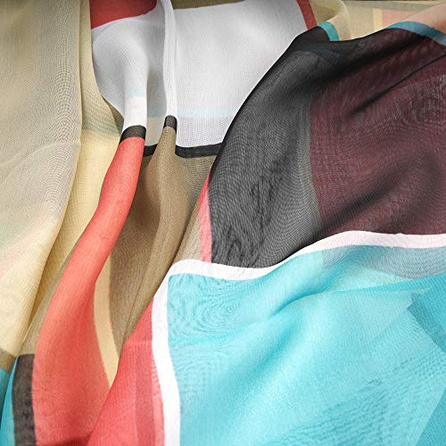 YOUR SMILE Ladies/Women's Lightweight Floral Print/Solid Color mixture Shawl Scarf For Spring Summer season - color: Check/Pink Teal