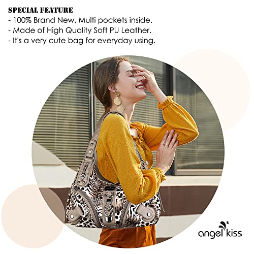 Angelkiss Hobo Purses and handbags for Women Satchel Handbag Women Purses Large Daily Shoulder Bags | Purses - color: Brown/Beige