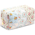 Small Makeup Bag Quilted Cosmetic Bag Floral Travel Toiletry Bags for Women Cute Pencil Case Quilted Makeup Pouch Aesthetic Coquette Cosmetic Pouch Cotton Make Up Bags Cute Zipper Pouches Blue - color: Ab-flower bee