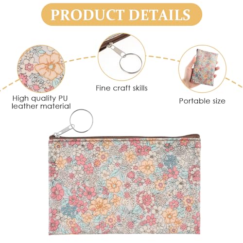 Amabro Small Coin Purse for Women, Boho Wallet Coin Bag with Keychain Zipper Pouch Change Wallet Cash Lipstick Storage(Beige) - color: Beige