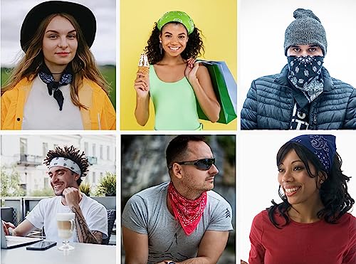 Gift Packaging Bandana for Men Women - 100% Cotton, Paisley, 22x22 In, 1 Pack - Large Bandanna Handkerchief Cowboy Hanky - color: Lime Green