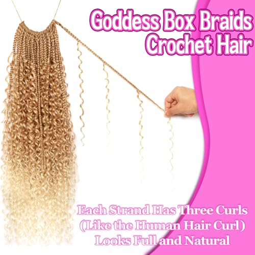 Goddess Boho Box Braids Crochet Hair-8 Packs 24 Inch Crochet Box Braids for Black Women Pre Looped (27/613, 24 Inch (Pack of 8)) - color: 27/613, size: 24 Inch (Pack of 8)