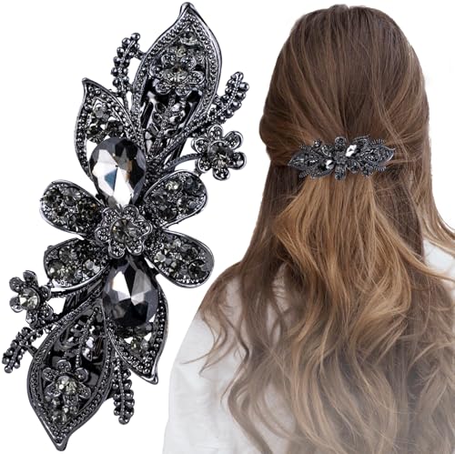 Joez Wonderful Rhinestone Hair Clips, Crystal Spring Flower Bridal Hair Accessories for Women, Sparkly Fancy Hair Pins Barrettes for Wedding Bride Long Hair- Gray - color: Rhinestone Butterfly Gray