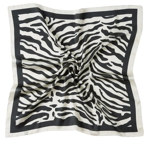 CHUNG Women's Scarf Hair Bandanas Square 27.5" Satin Wrap Fashion Pattern Scarves Emulation Silk Handbag Ribbons Necktie - color: Zebra Stripe