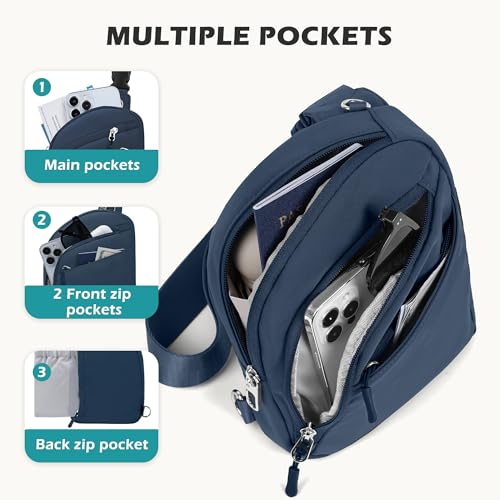 TOPEAST Anti Theft Crossbody Bags for Women Men, Small Sling Crossbody Bag Travel Purse Shoulder Wallet with RFID Blocking - color: 2-blue