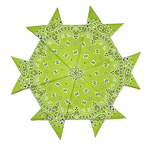 6 Pack 12 Pack Bandanas 2 Sides Printed 22inch Unisex Cowboy Kerchiefs - color: 6pack Green