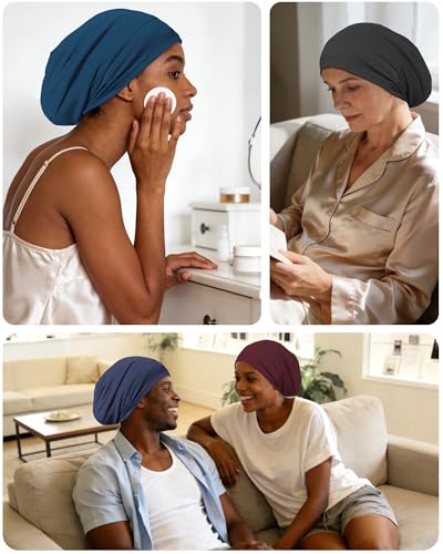 100% Mulberry Silk Bonnet for Sleeping Women Men, Real Silk Lined Bonnets for Curly Hair, Braid Sleep Cap Black Womens - color: Black